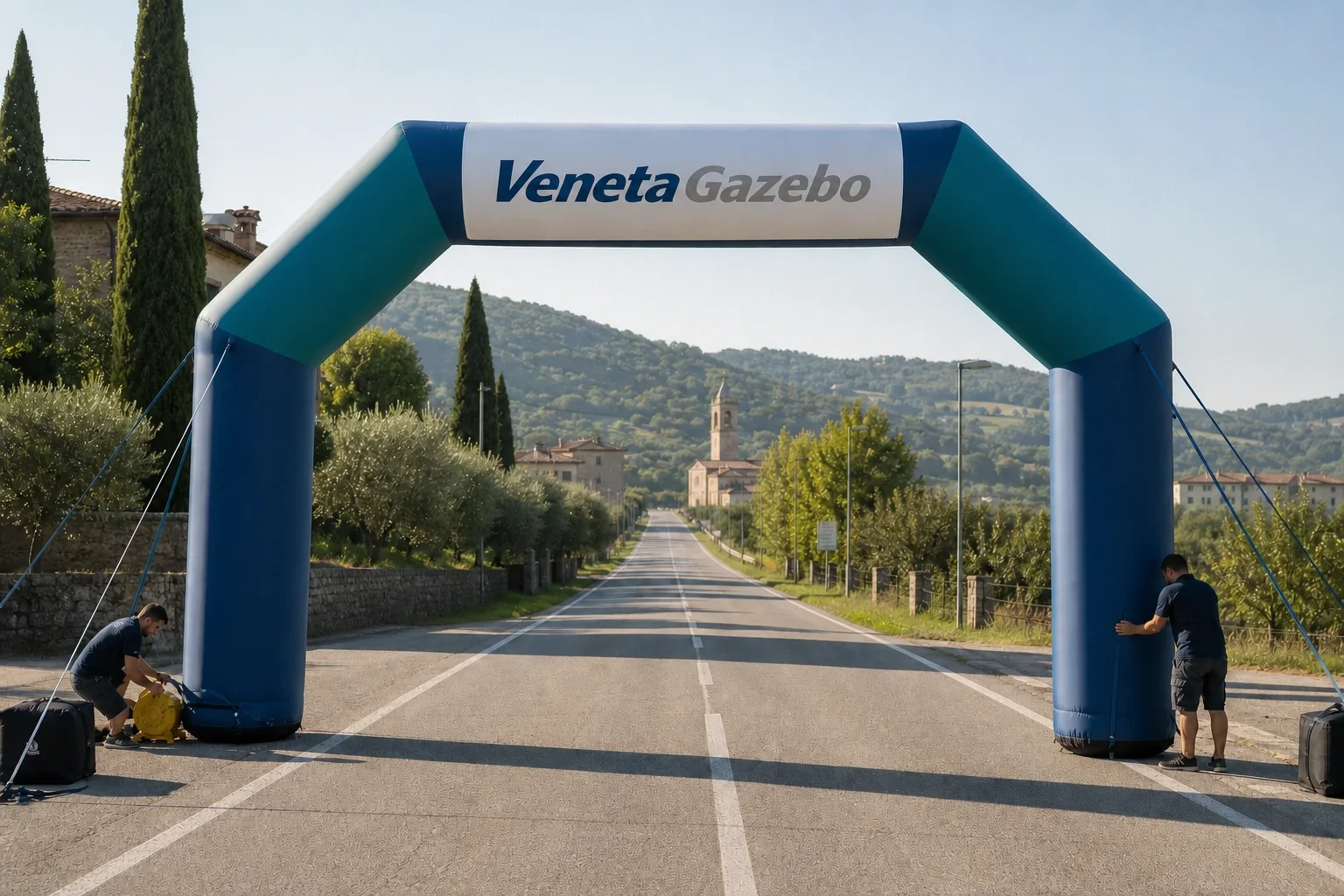 Copertura tecnica allestita per una manifestazione sportiva