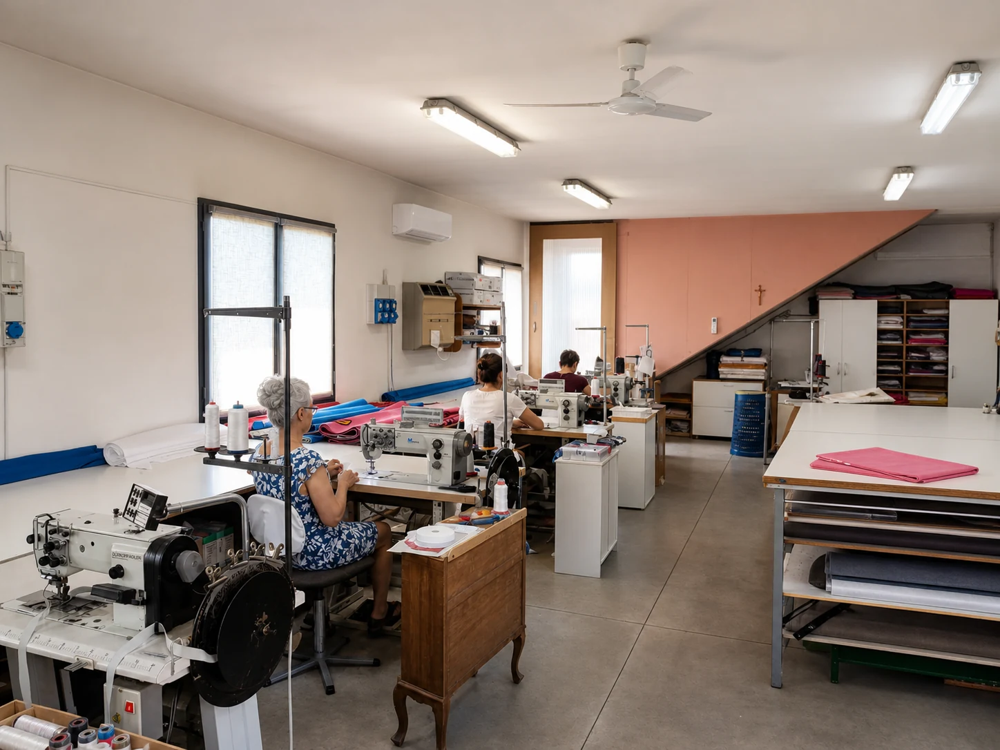 Le artigiane Minozzo al lavoro nel laboratorio tessile