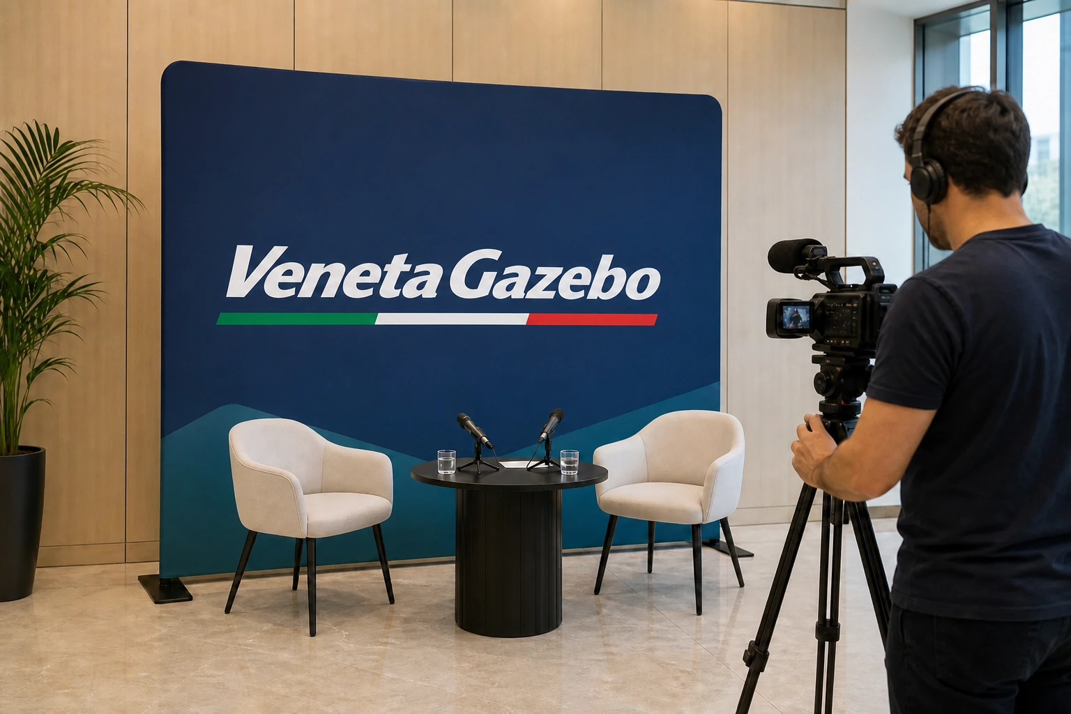 Fondali personalizzati per eventi coordinati in un allestimento VenetaGazebo