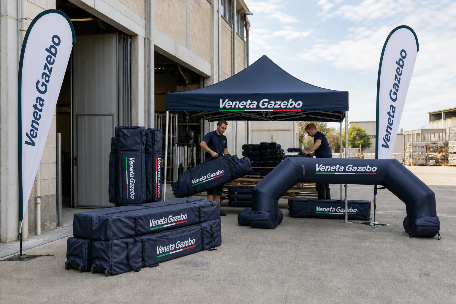 Configurazione coordinata di gazebo e accessori VenetaGazebo